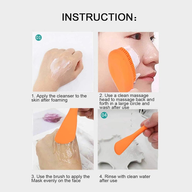 Dual Headed Silicone Applicator Sticks 5pcs Orange for Facial Cleansing and Cream - Image 5